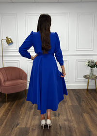 “Stacey” Wrap Dress In Royal Blue