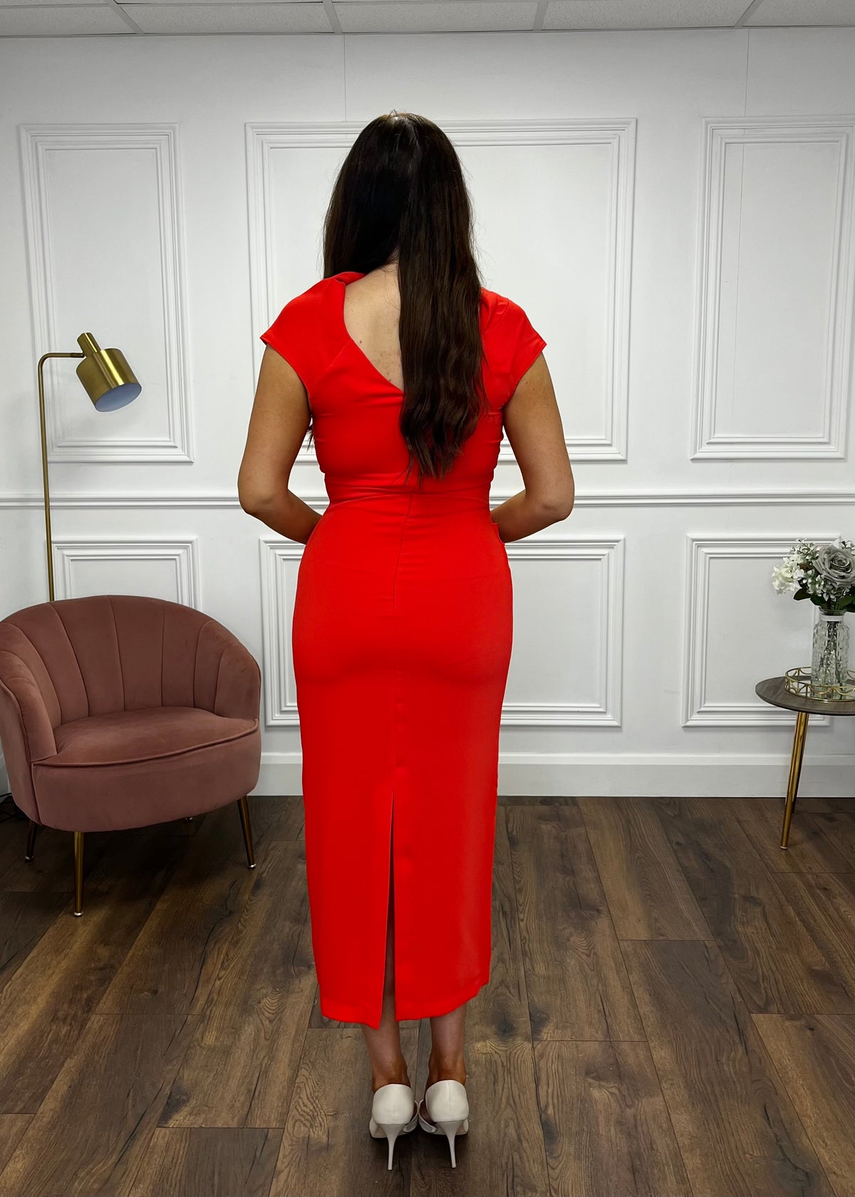 "Farrah" Dress In Deep Coral