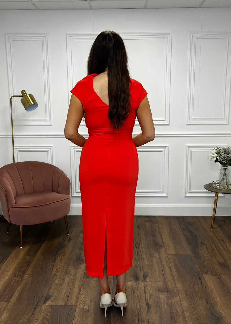 "Farrah" Dress In Deep Coral