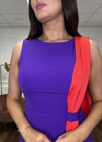 Purple And Red Fitted Two Tone Dress
