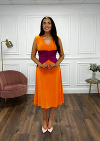 Orange And Magenta Two Tone Fitted Dress