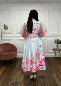 “Julianna” Dress In Pale Blue And Pink