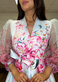 “Julianna” Dress In Pale Blue And Pink