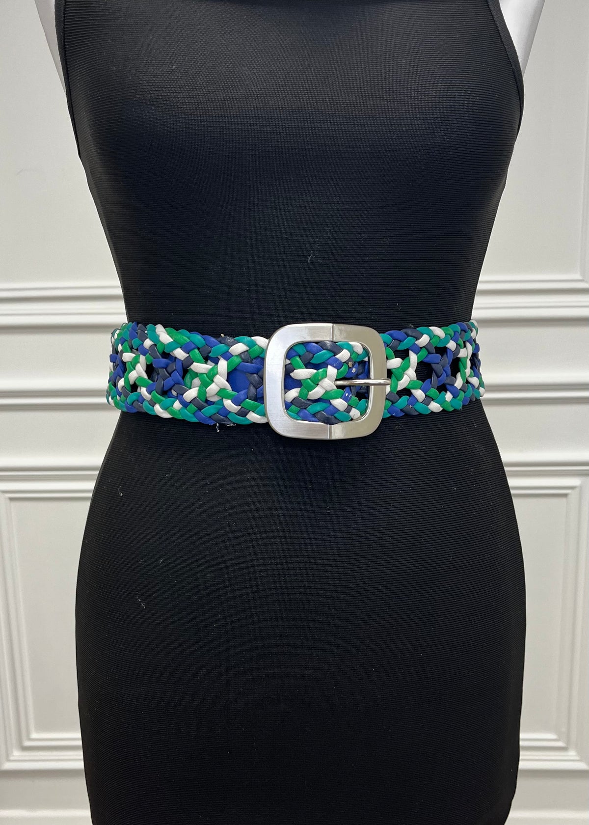 “Lola” Belt In Blue & Green Print