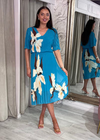 “Jade” Dress In Teal Print