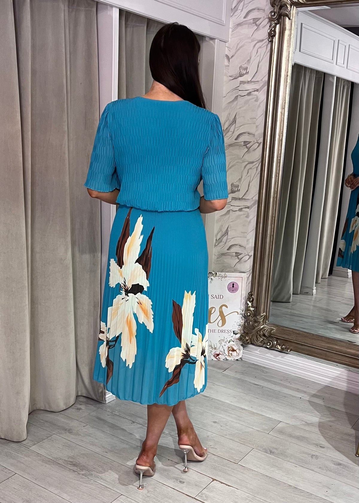“Jade” Dress In Teal Print