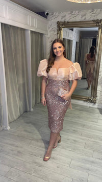 "Martina" Dress In Champagne