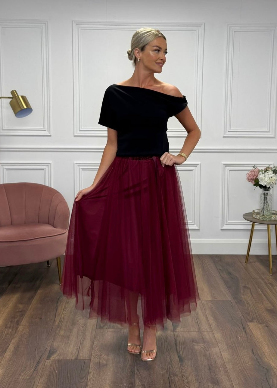 "Sara" Skirt In Burgundy