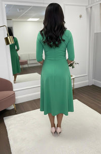 Green Drape Top A-Line Dress