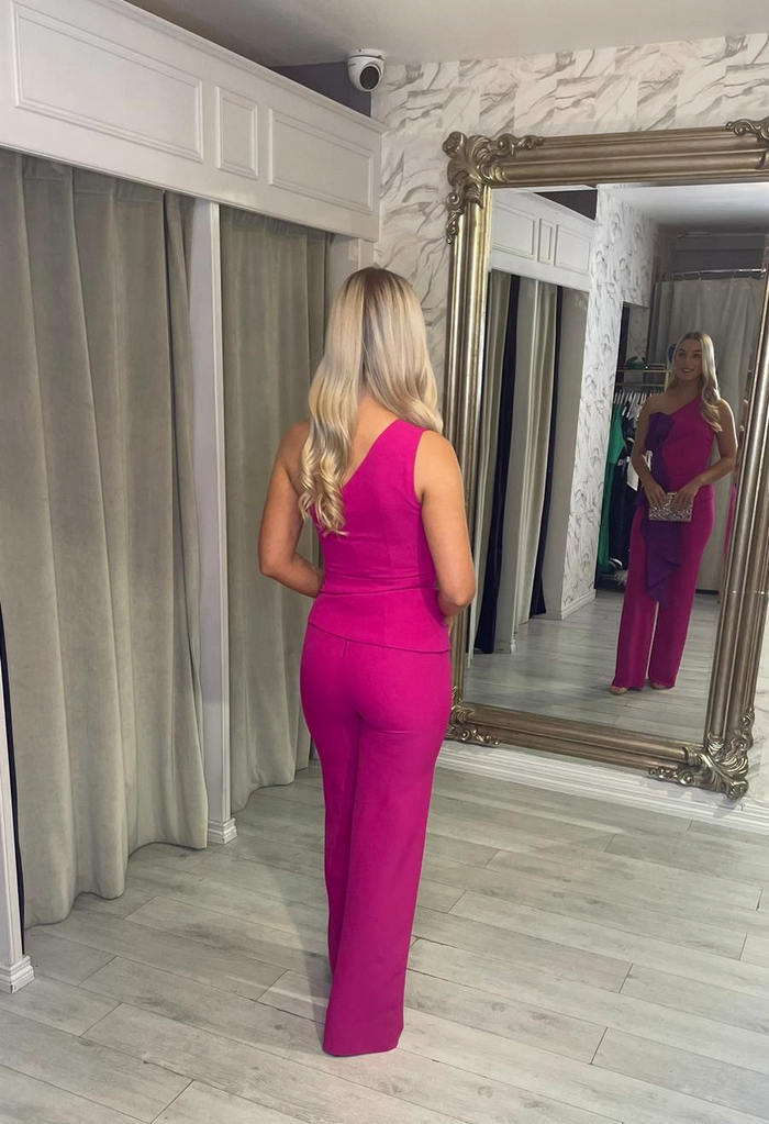 "Malak" Two Piece Set In Fuschia Pink