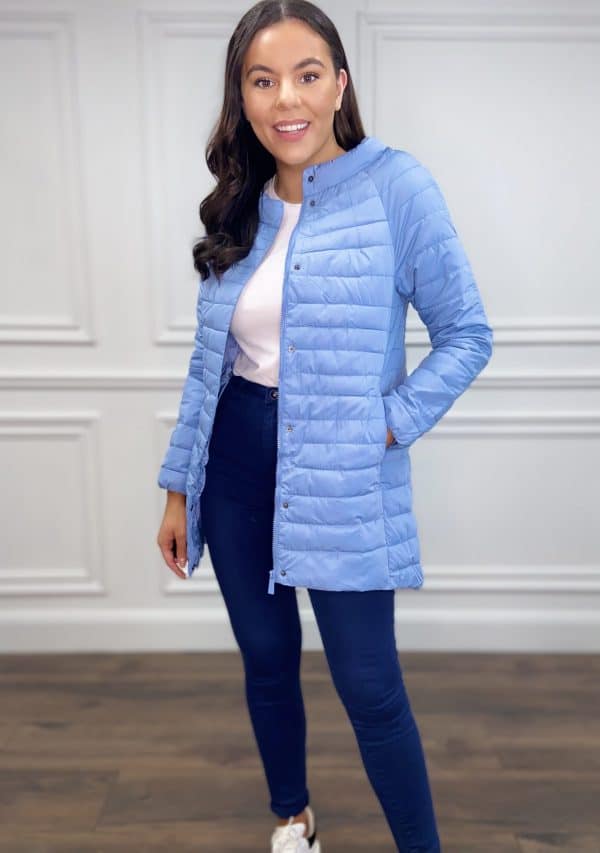 Pale blue cheap padded coat